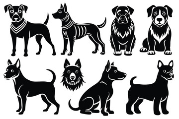 Collection of Dog Breeds Silhouettes and Illustrations
