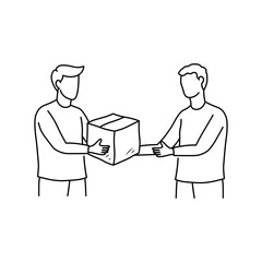 Vector Illustration of a Person Receiving a Parcel – Delivery and Logistics Concept
