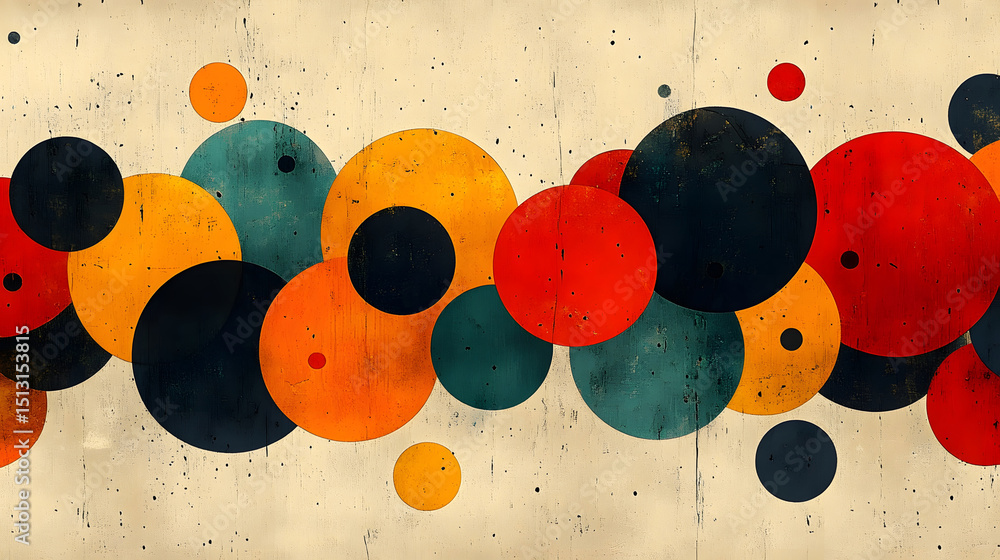 Leinwandbilder vibrant geometric shapes abstract art composition with colorful retro circles and patterns