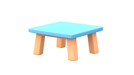 Minimalist Blue Wooden Children s Furniture Piece on White Background