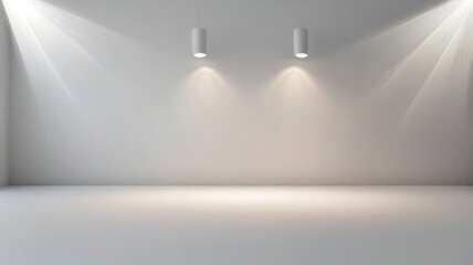 Naklejka premium Abstract white blur background design with bright light on top for product display.