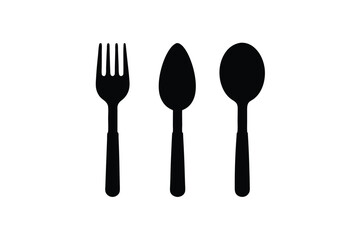 Elegant Flat Vector of Fork, Knife, and Spoon in Line Formation