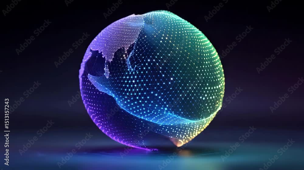 Aufkleber digital globe network with glowing dots and lines forming vibrant digital sphere mesh