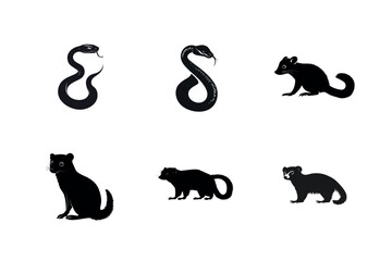 Obraz premium Silhouette set of snakes and mongooses