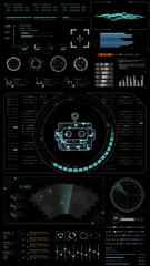 Robot icon interface in a futuristic HUD design