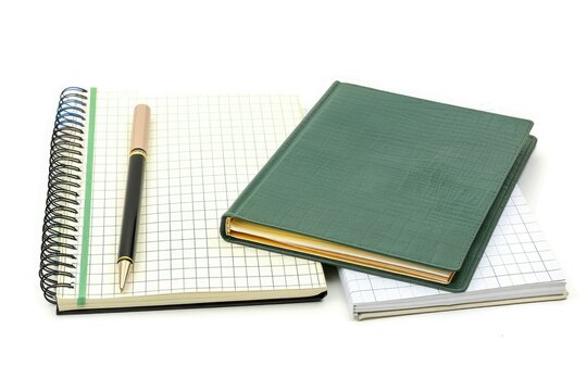 Pixel Perfect Image of Collection of Different Types of Notebooks Isolated on White Background