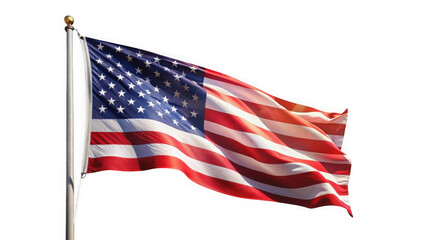 Fototapeta premium American flag waving in the wind against a black backdrop with isolated on transparent background