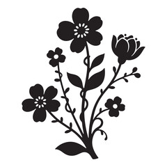 Black and White Floral Design with Vintage Flower Pattern and Decorative Elements