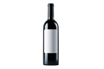 Empty wine bottle, dark glass, blank label