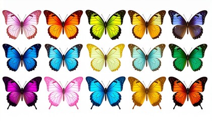 Vibrant Collection of Colorful Butterfly Illustrations  High-Resolution Images for Design Projects
