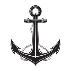 Anchors Icon Set Silhouette – Nautical Marine Vector EPS with Ship, Boat, Sea Travel, Sailing, Rope, Vintage and Classic Anchor Symbols for Ocean Design Projects