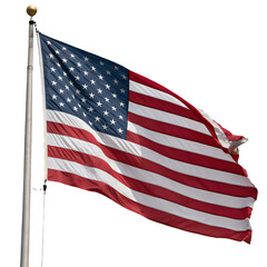 united states flag on isolated white background