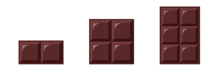 Chocolate bar icon. The chocolate bar was bitten into pieces. Vector illustration