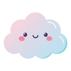 Cute Kawaii Clouds with Pastel Color Accents Vector, Pastel Kawaii Cloud Silhouette Design

