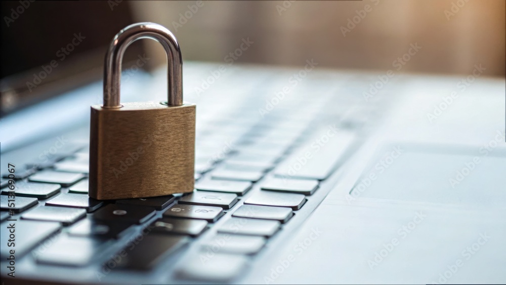 Poster Secure Data Protection with a Padlock on a Computer Keyboard