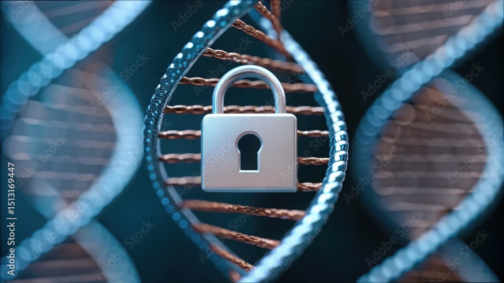 Aufkleber digital dna security concept with padlock icon in gigapixel resolution