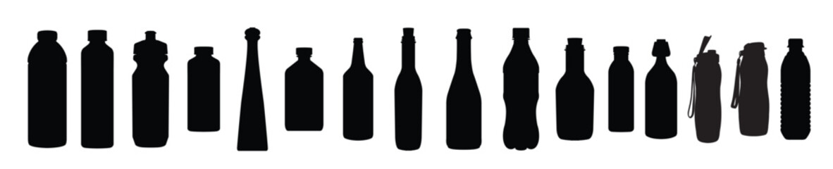 water alcohol oil bottle silhouettes