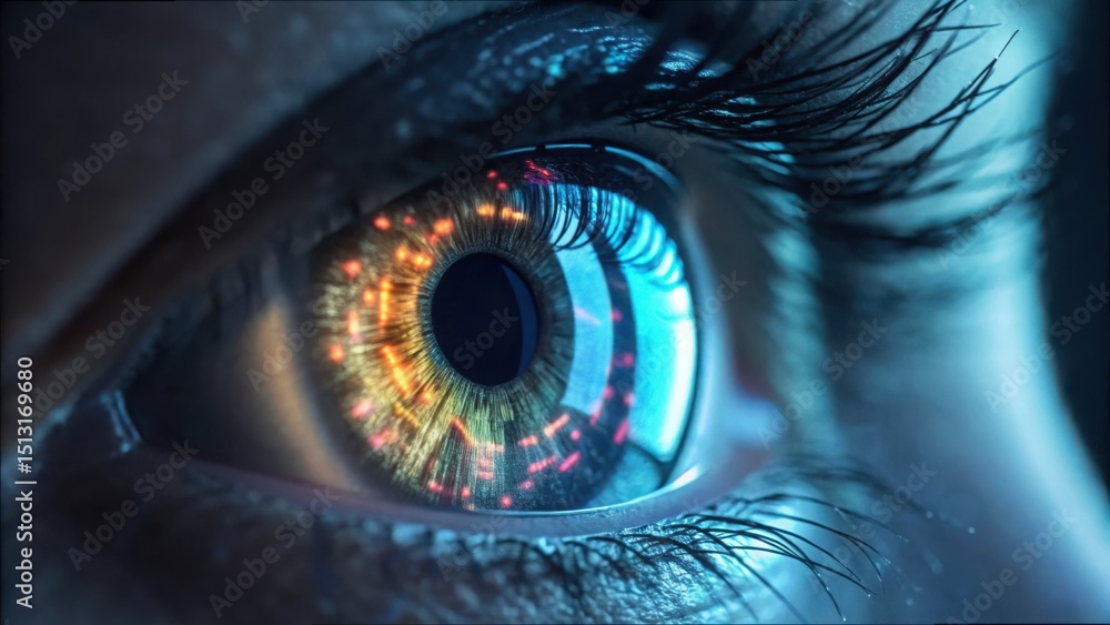 Aufkleber High-Detail Retina Scan with Encryption Data Visualization Technology