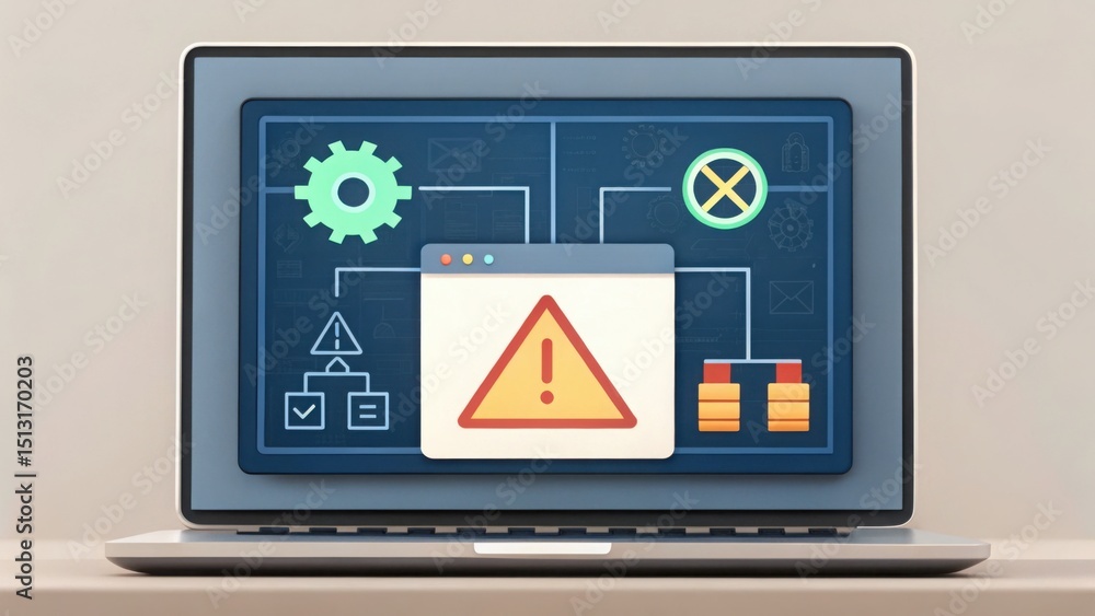 Poster Digital Access Denied Alert on Laptop Screen with Interface Elements