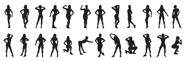 woman bodybuilder vector silhouette