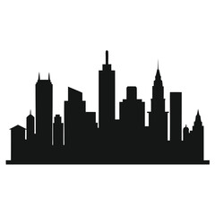 Naklejka premium City Skyline Silhouette Vector, Urban Skyline Silhouette Design 