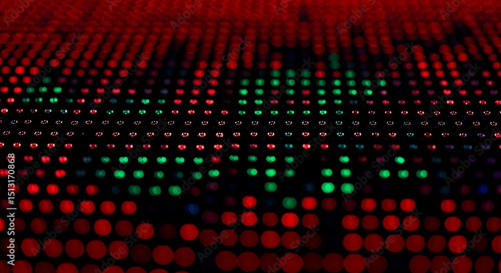 Poster A close up of a red and green screen with many small dots