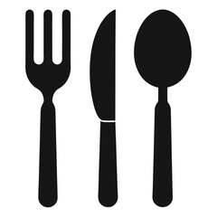 Silhouette of Fork Knife and Spoon Set Vector, Cutlery Silhouette Design, restaurant logo,
