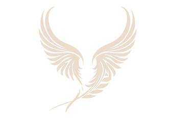 Obraz premium Elegant Beige Wings Illustration A Symbol of Freedom, Power, and Grace. Perfect for Logos, Designs, and Creative Projects. High-Resolution Download Available.
