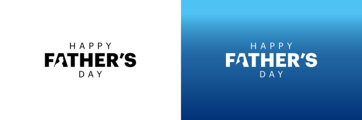 Father's Day typography design features one in a white background and the other in a blue gradient background, showcasing two distinct typographies.