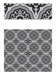 Vintage Floral Medallion Pattern with Ornate Scrollwork