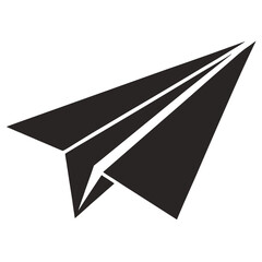 Paper Airplane Silhouette Vector on White Background  
Minimalist Black Paper Plane Icon Silhouette Design  

