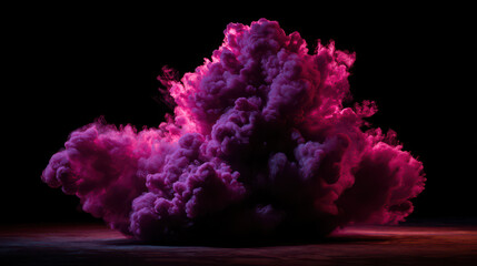 Fototapeta premium Vibrant pink smoke cloud dark background, dramatic and mysterious