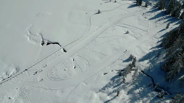 Winter and snow at Passo Pramollo. On the border between Italy and Austria