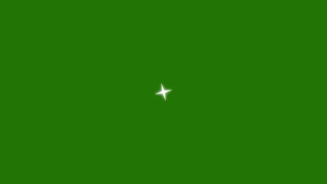 White Glitter Stars Twinkling and Blinking on Green Background in Cartoon Style Perfect for Loop Animation Holiday Celebration or Background Design in 4K.