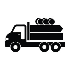 Silhouette of a truck carrying logs on white background  
Truck carrying logs silhouette vector illustration  
