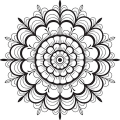 Intricate Mandala Flower Design – Hand-Drawn Black and White Geometric Floral Pattern for Coloring, Meditation, and Decorative Art