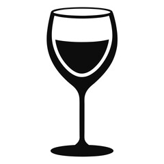 Silhouette of a wine glass on white background  
Wine glass silhouette vector illustration  
