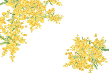 ミモザの花が描かれた背景素材