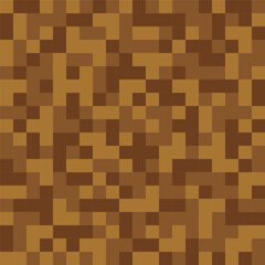 Pixel ground seamless pattern. Pixelart computer block texture. Digital brown ground pattern. Game style squared background. Vector illustration isolated on white background.