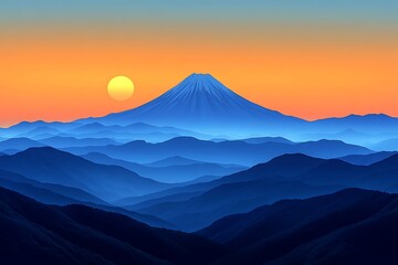 Fototapeta premium Majestic mountain range at sunrise