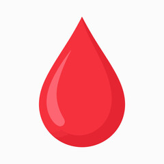Fototapeta premium A red teardrop shape with a lighter red reflection detail on the left side against a plain white background