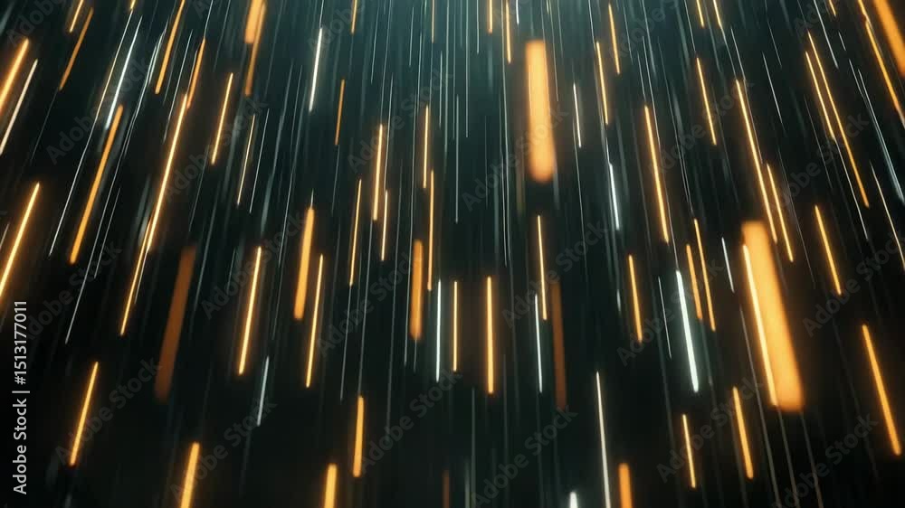 Poster falling light streaks with glowing orange and white lines dark background create dynamic abstract