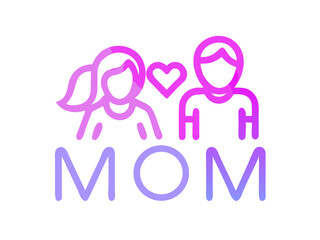 Fototapeta premium Simple black and white illustration of a mother holding a baby, perfect for Mother's Day designs. 