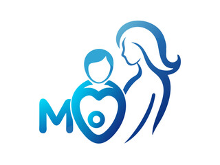 Simple black and white illustration of a mother holding a baby, perfect for Mother's Day designs. 