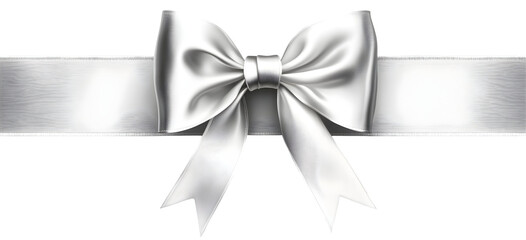 Elegant silver ribbon and bow isolated on a black background for special occasions