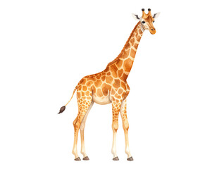 Obraz premium Cartoon watercolor giraffe Illustration. Animal clipart illustration.