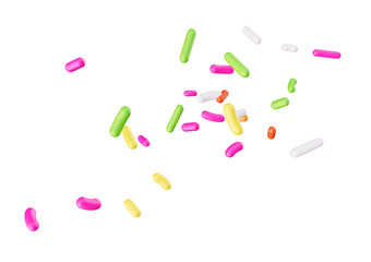 Colorful Sugar Sprinkles Decoration For Cakes And Bakery Items Flying In The Air 3d illustration