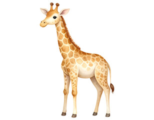 Cartoon watercolor giraffe Illustration. Animal clipart illustration.