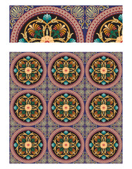  Ornate Circular Medallion Pattern with Classical Motifs