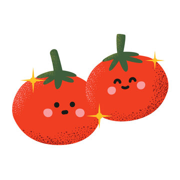 Cute Tomato Textured Illustration Handdrawn Vegetable Element with Sparks